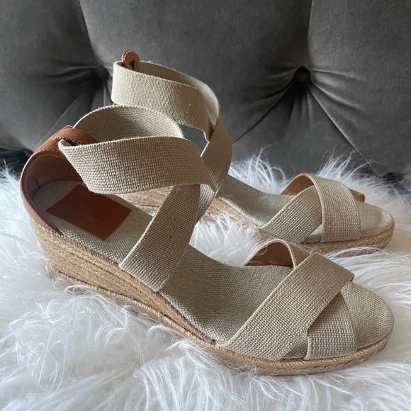 Tory Burch crisscross wedge is a graphic take on a classic. - Picture 1 of 6
